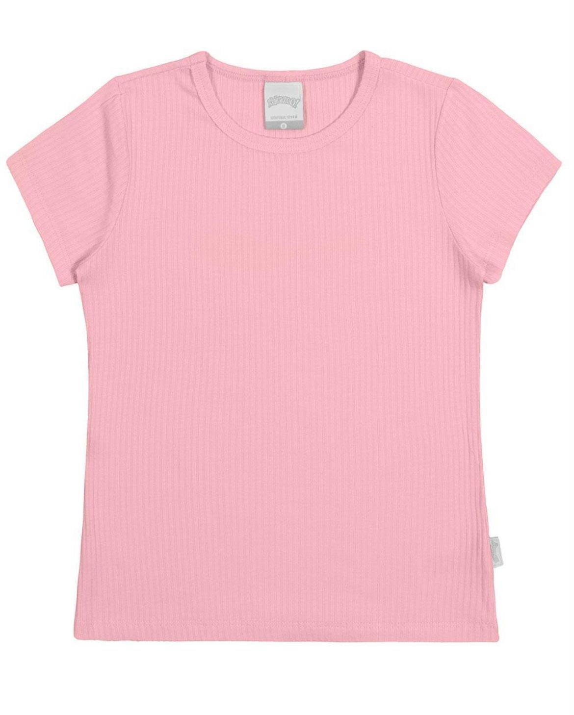 Blusa Infantil Manga Curta Canelada Lisa - Alakazoo 